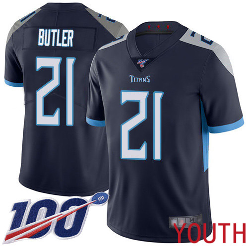 Tennessee Titans Limited Navy Blue Youth Malcolm Butler Home Jersey NFL Football #21 100th Season Vapor Untouchable